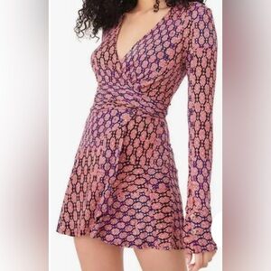 Red and Black Wrap Dress Free People